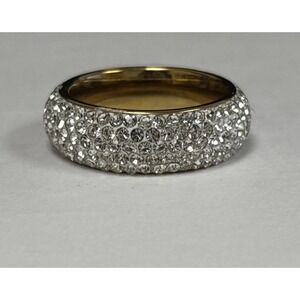 Full Crystal Band Ring, Gold Tone, Wedding, Size 9